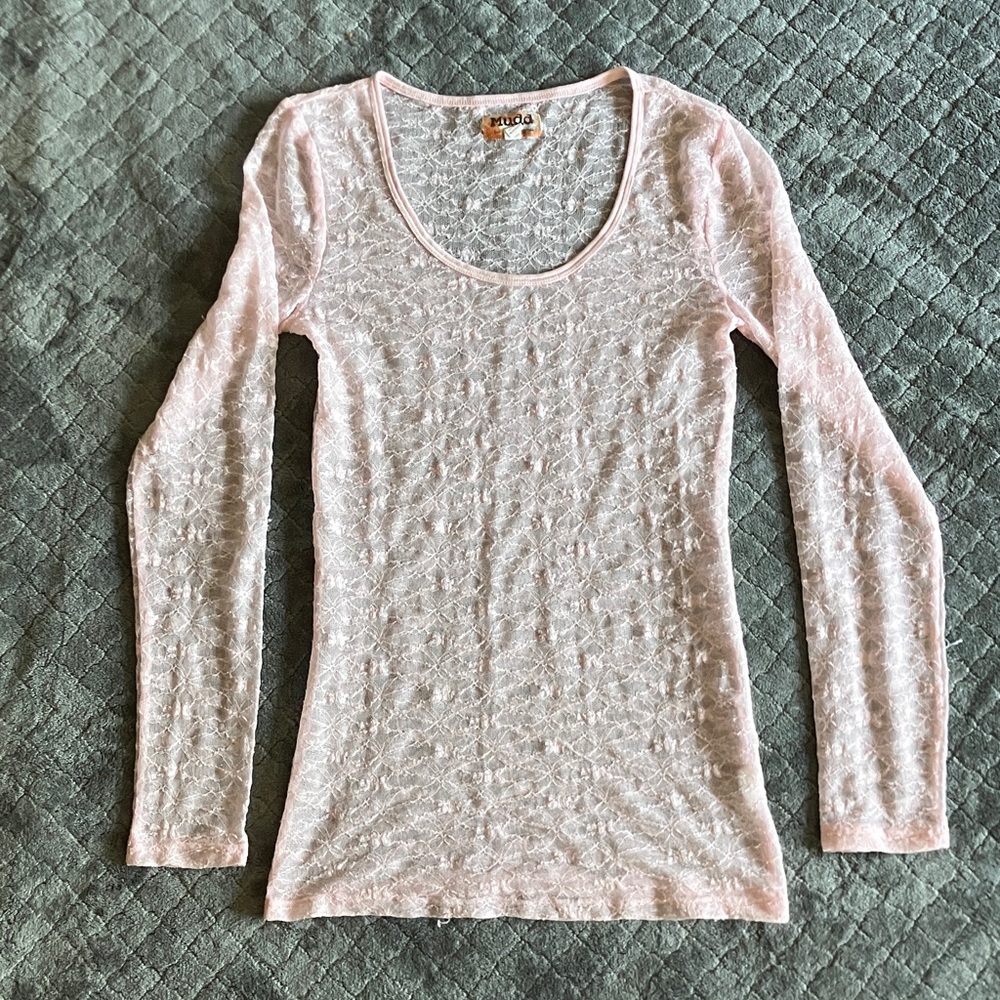 Pink Sheer Long Sleeve Top